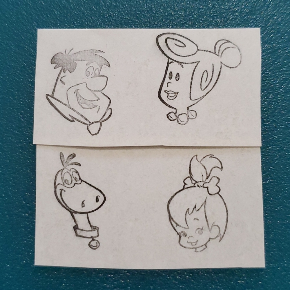 Set of 4 FLINTSTONES Fred Wilma Pebbles Dino rubber stamps card crafts HTF